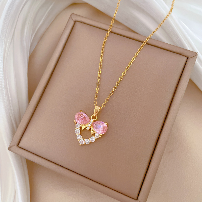Butterfly Clasp Deployant - Fashionable Luxury Butterfly Knot Heart Pendant
