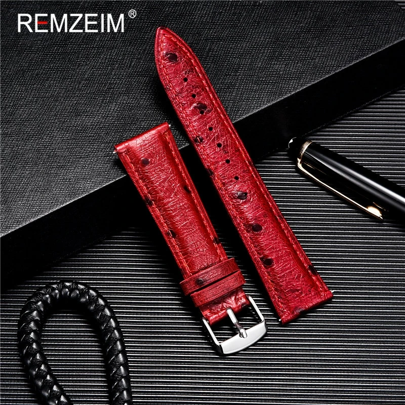 Suede Strap Watch - Colorful Ostrich Pattern Watch Strap 18mm