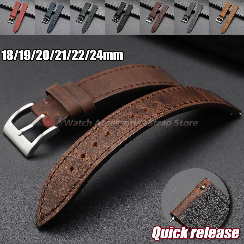 Leather Strap Quick Release - 18mm 19mm 20mm 21mm 22mm 24mm