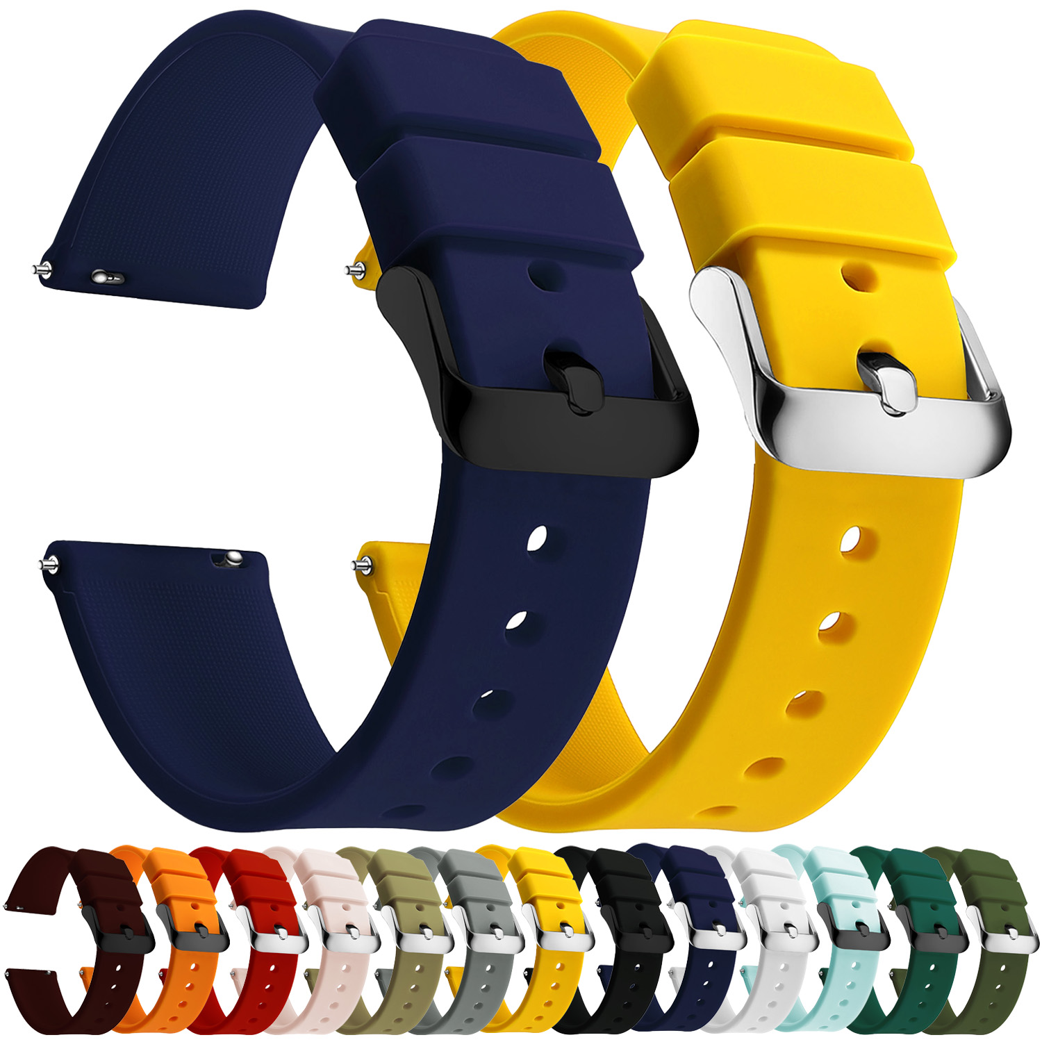 Rubber Strap Diver - Silicone Watch Bands 14/16/18/19/20/21/22/24 mm Soft
