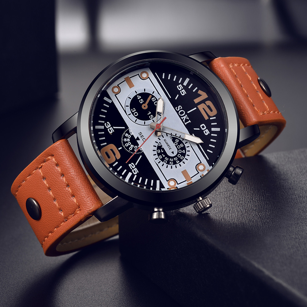 Sleek Men’s Watch Chic Brown L - Leather Watch Band Men recension och pris