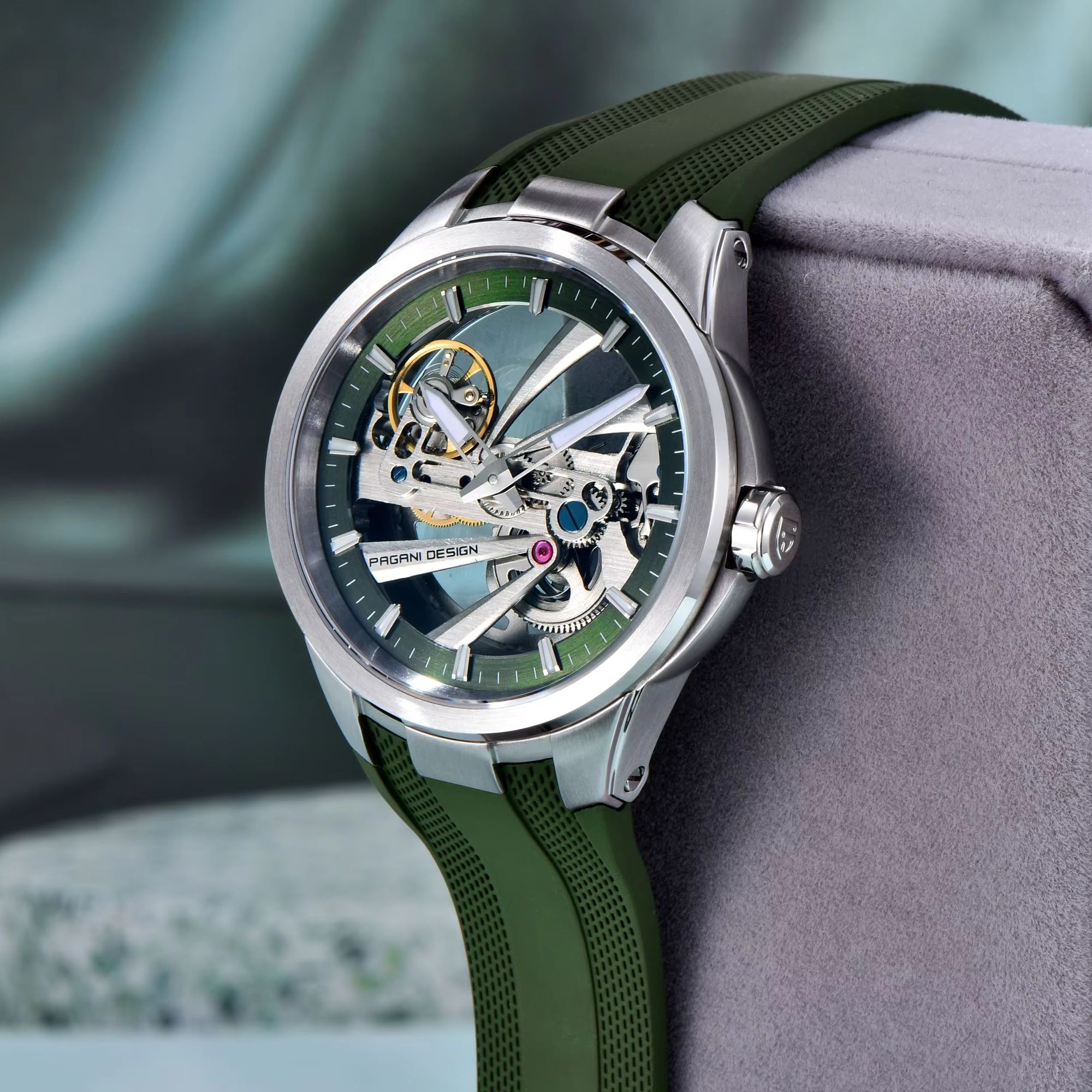 Green Skeleton PAGANI DESIGN P - Rubber Strap Diver recension och pris